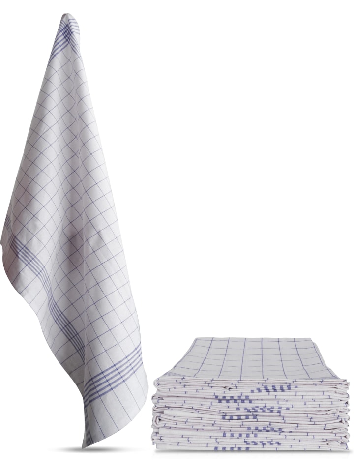 Aspero 10 Geschirrtücher Classic in Weiß/Blau günstig kaufen 75 x 60 cm