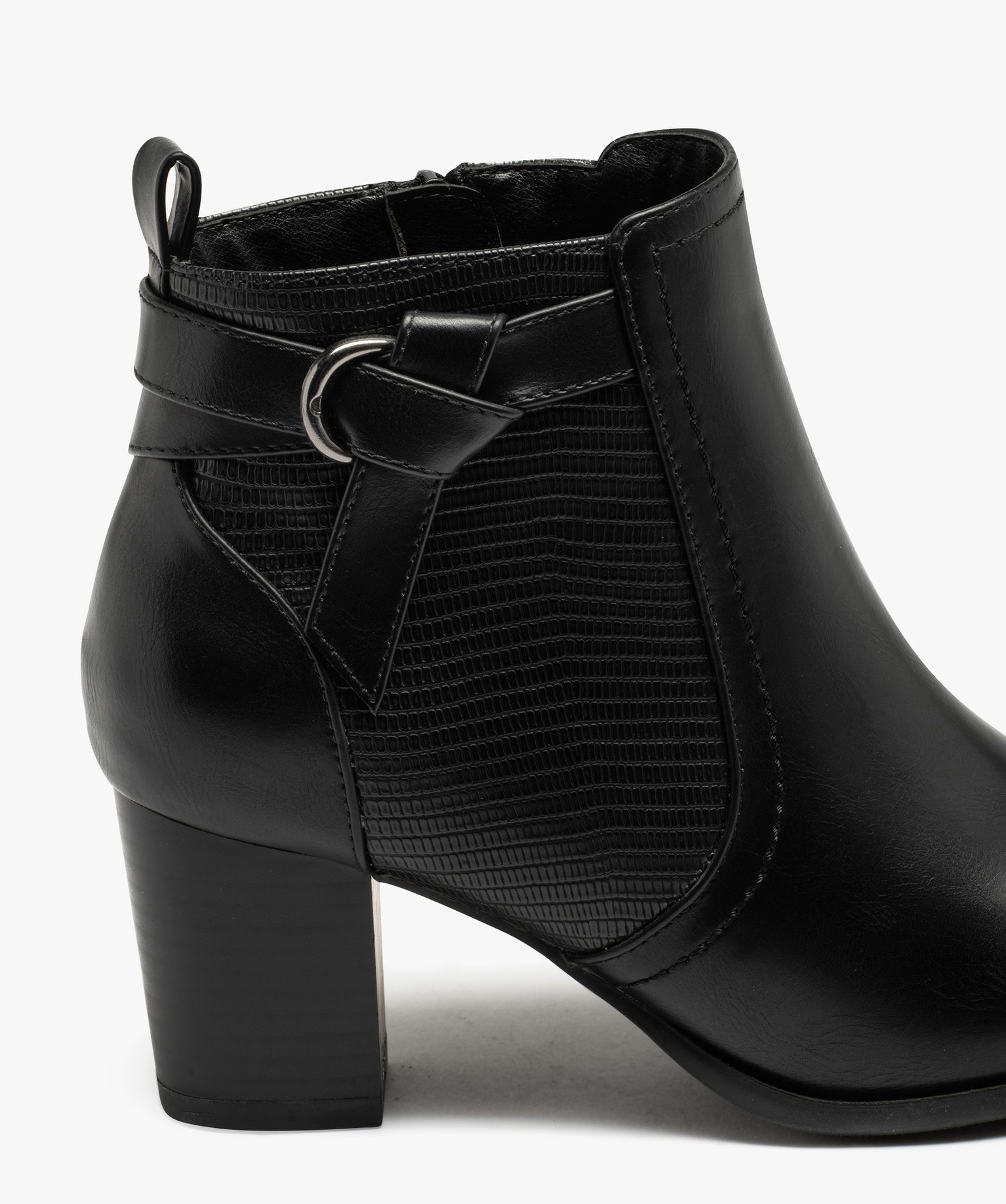 Boots avec empiècement texturé et bride fantaisie femme noir | GEMO