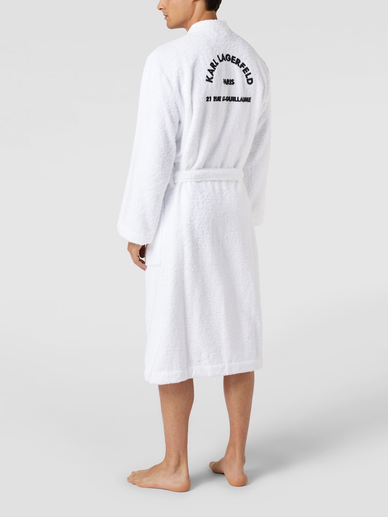 Bademantel mit Label-Stitching in weiß