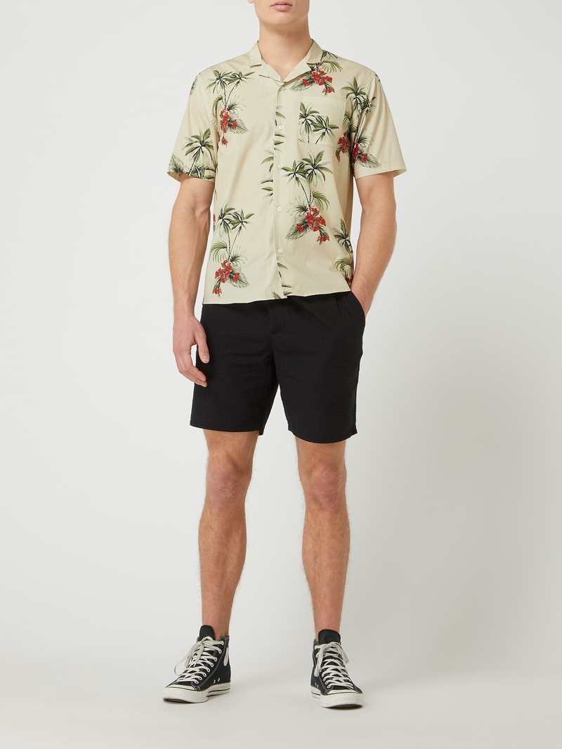 Sweatshorts aus Seersucker in marineblau