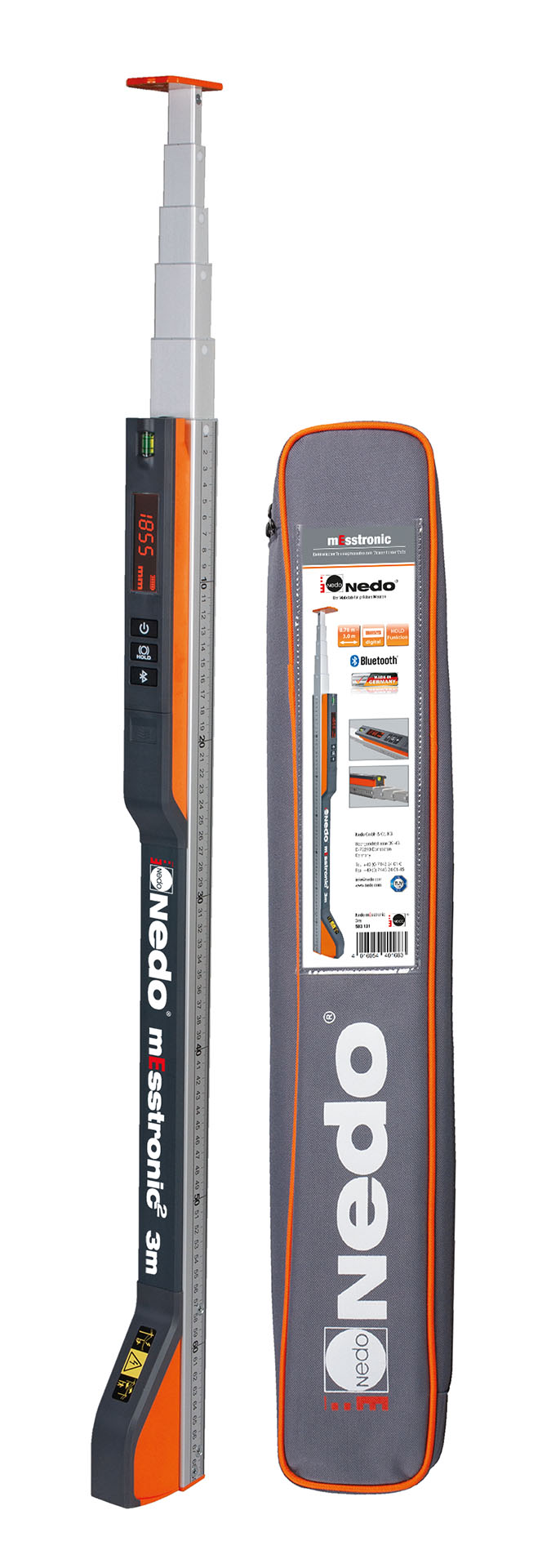 Недо 583131 mEsstronic 2 3 m телескопски мерни штап са Bluetooth-ом