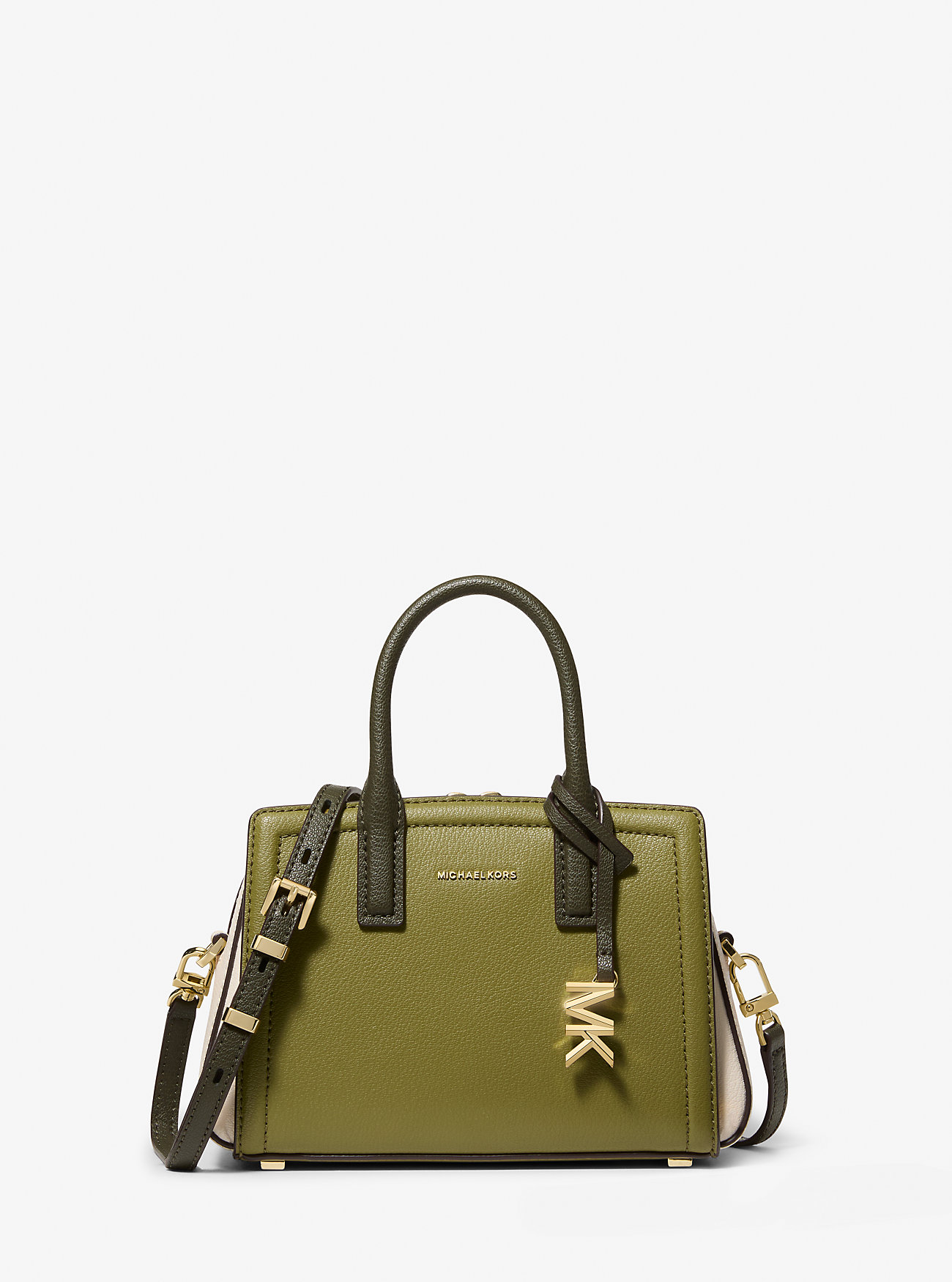 Laila ekstra liten crossbody-veske i skinn med stein – PSTACHIO MLT