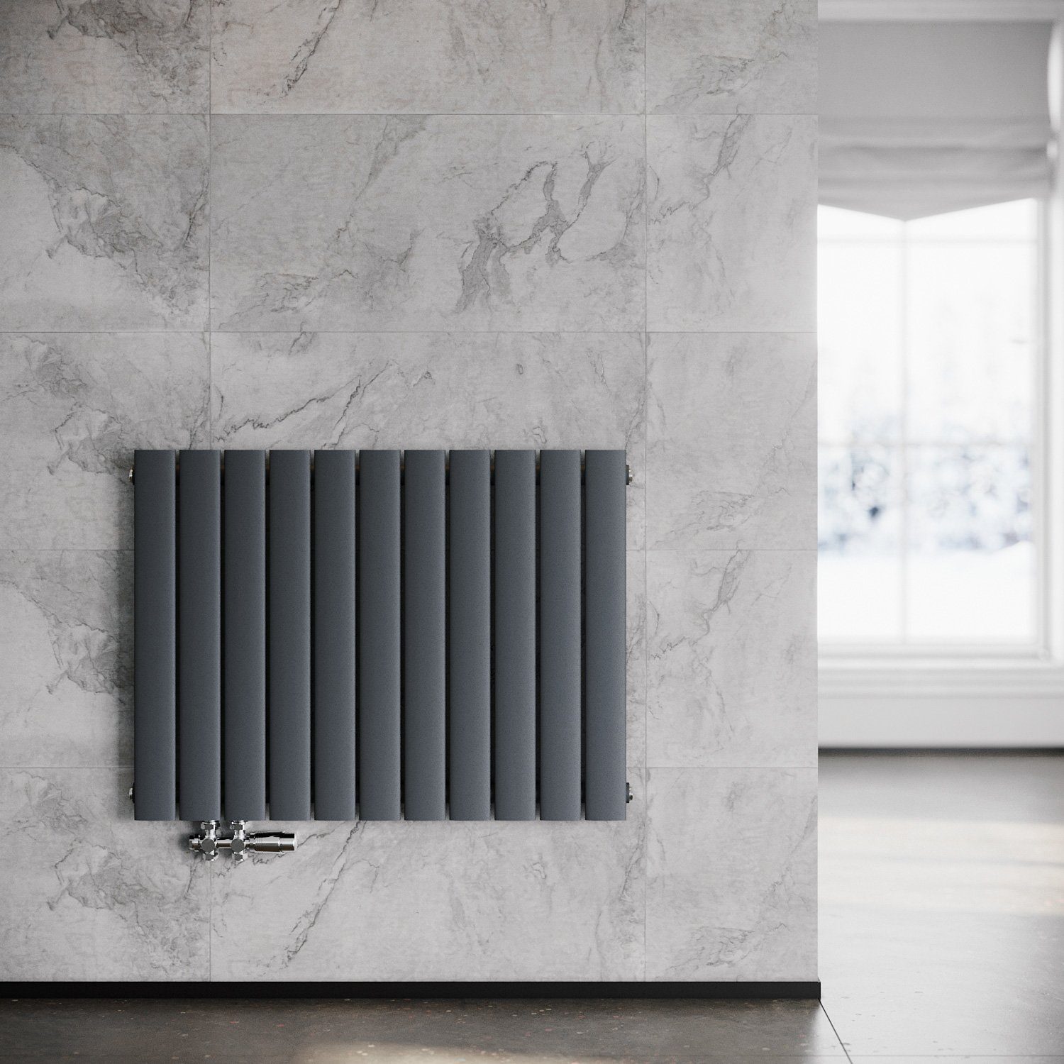 ELEGANT Designheizkörper Heizkörper Design Anthrazit Vertikal/Horizontal,Einlagig/Doppellagig, Paneelheizkörper mit Anthrazit/Chrom Multiblock
