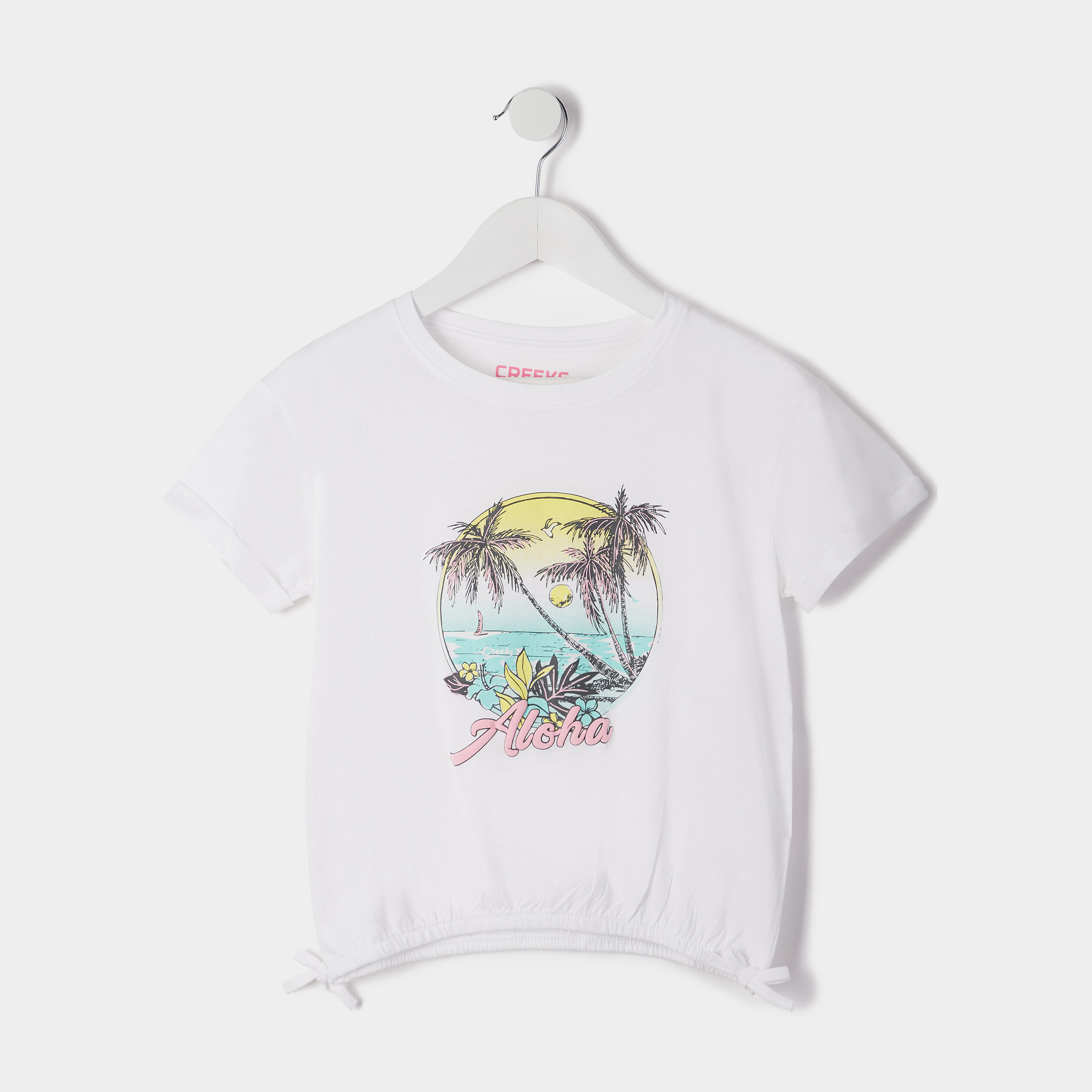 T-shirt manches courtes Creeks ecru fille | La Halle