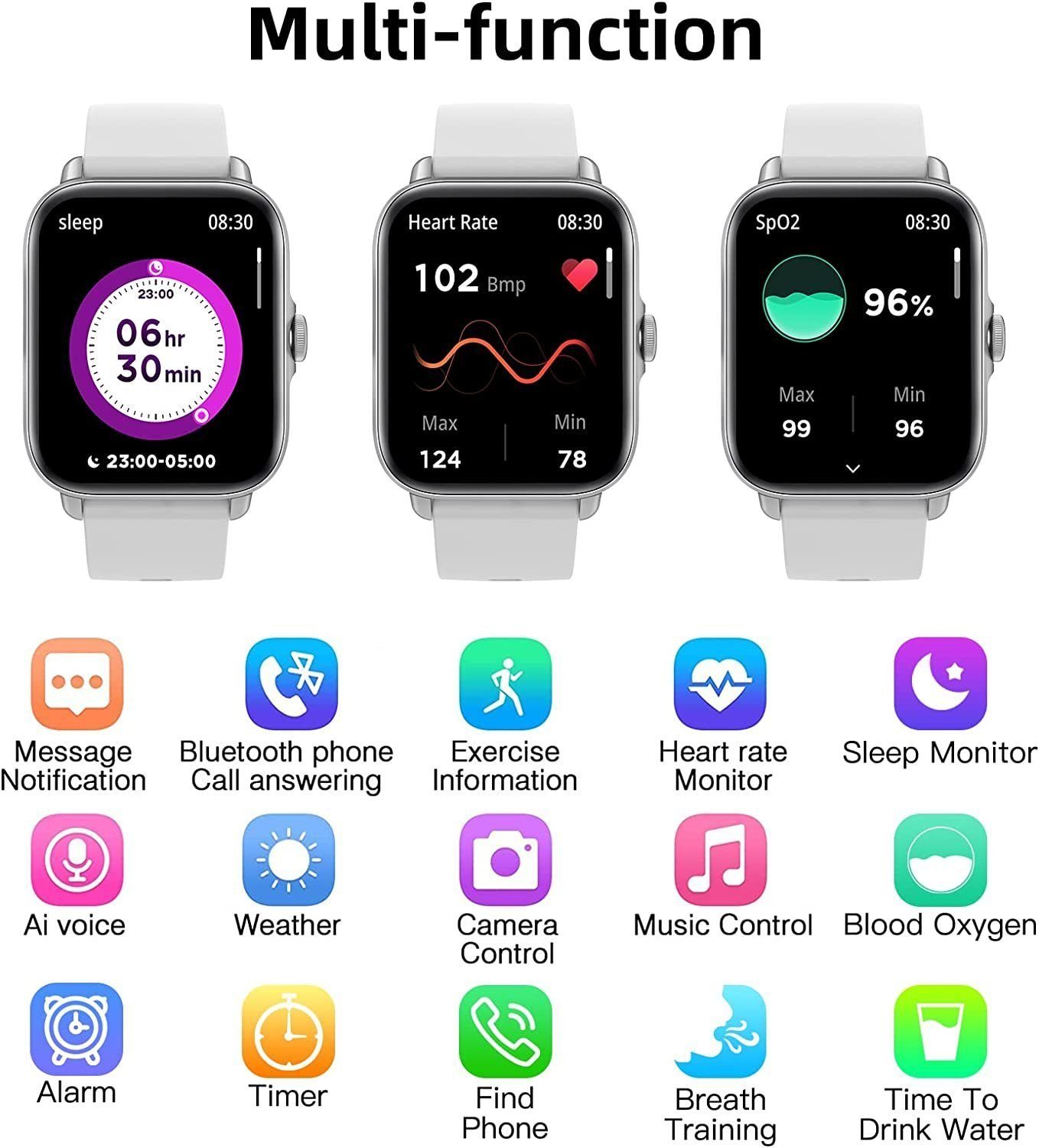 Mutoy Smartwatch, Fitness Tracker Uhr, Damen Herren Smartwatch (Fitnessuhr mit Telefonfunktion 1,69