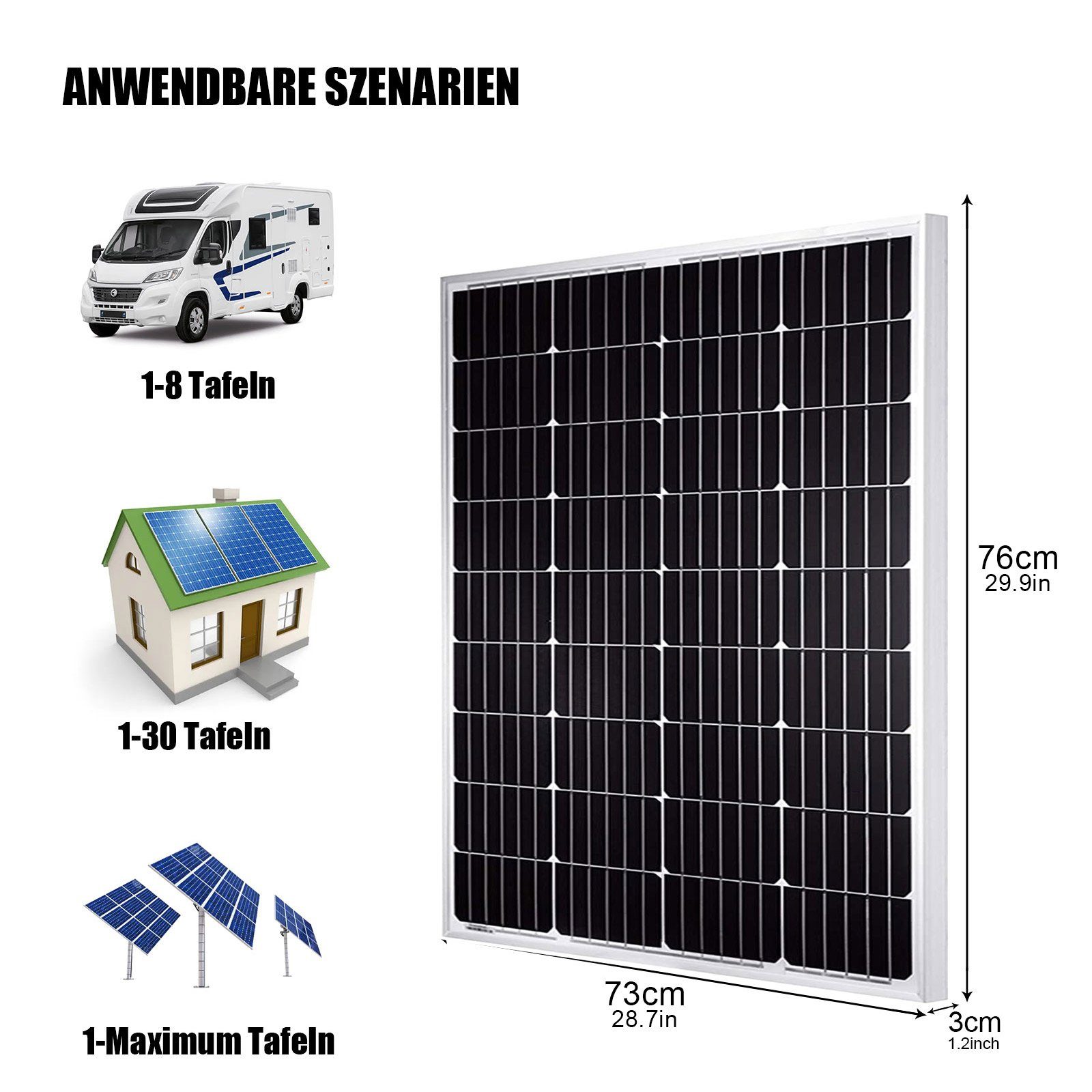 GLIESE Solarmodul 2 Stücken 120W Solarpanel, 240,00 W, Monokristallin, (Set, Solarmodul), hoher Wirkungsgrad in Kombination mitgeringem gewicht