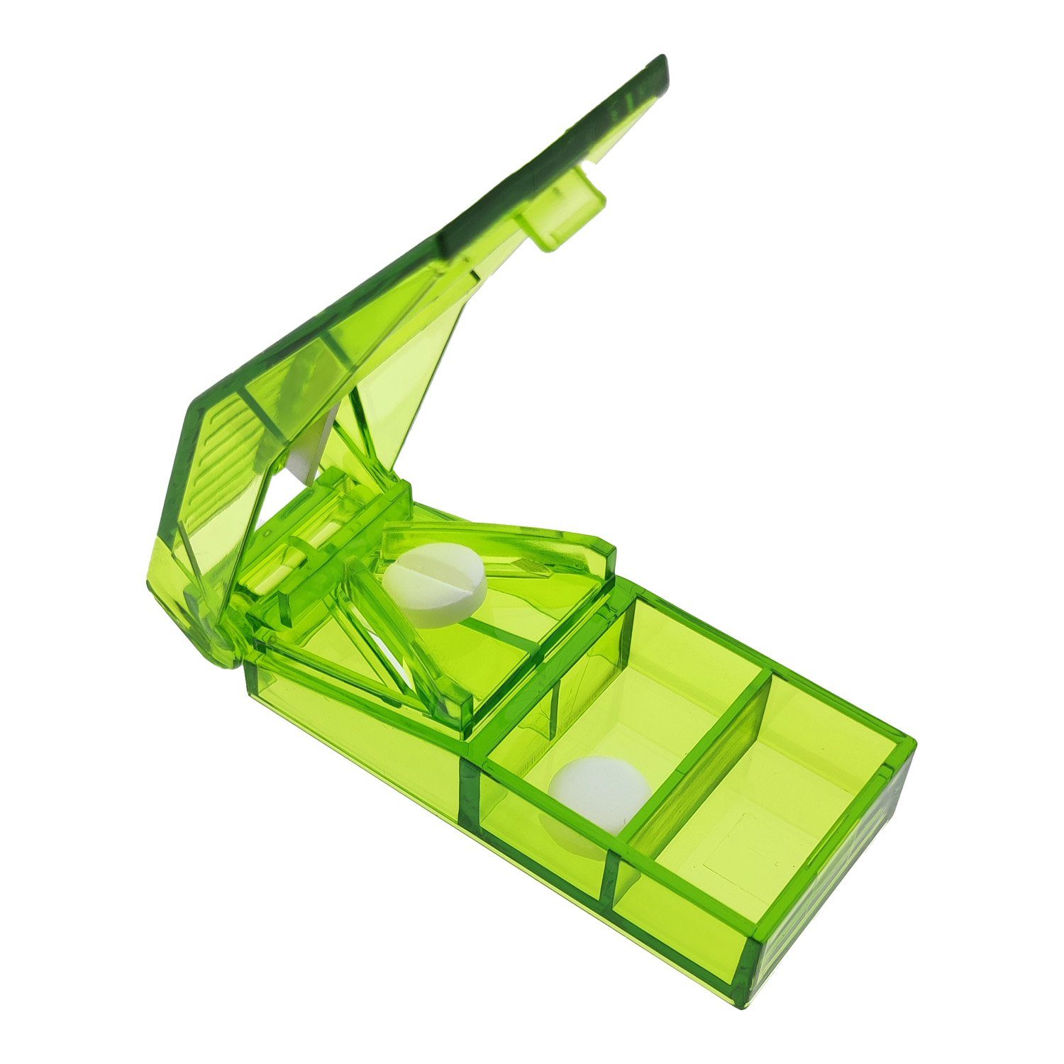 varivendo Zahndose Pillen-Teiler, ca, 8,5 x 3,5 cm, grün-transparent Pillenteiler Tablett