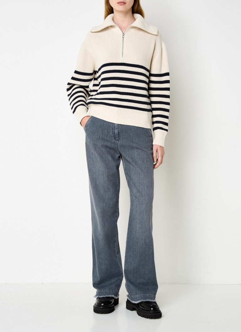 Pull en grosse maille Penn & Ink avec demi-fermeture éclair et motif tricoté