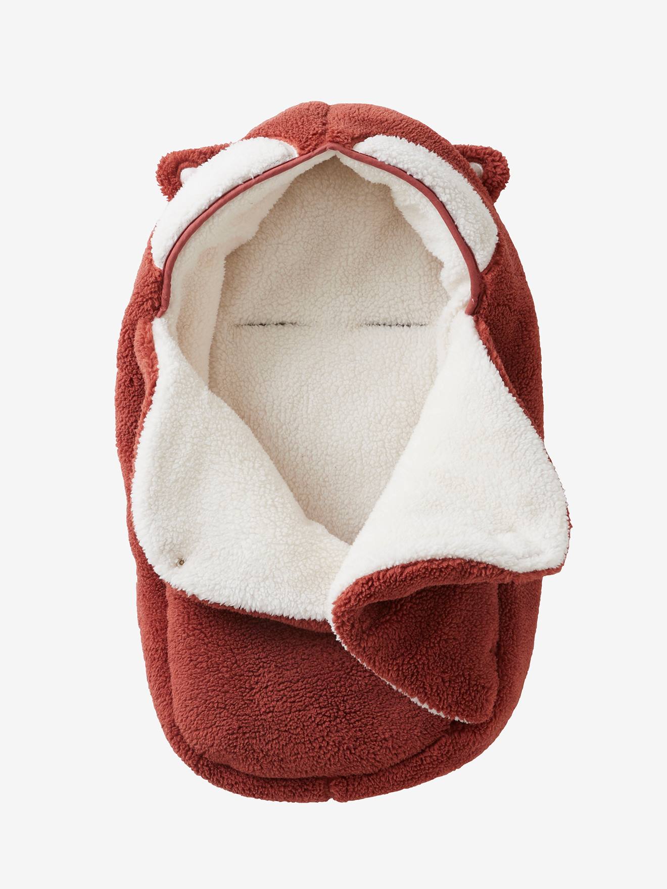 Vertbaudet Ausfahrsack FOXY für Babyschale & Babywanne, Plüsch - ziegel