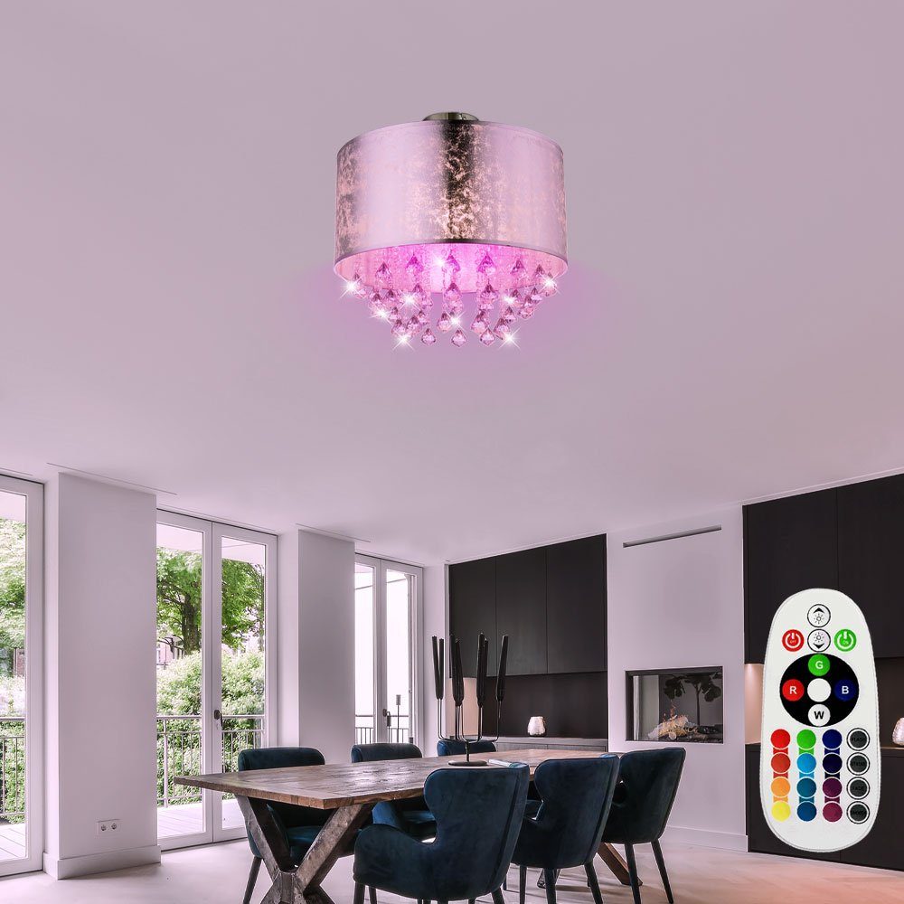 etc-shop LED Deckenleuchte, Leuchtmittel inklusive, Warmweiß, Farbwechsel, Decken Leuchte FERNBEDIENUNG Wohn Zimmer Kristall Lampe im Set