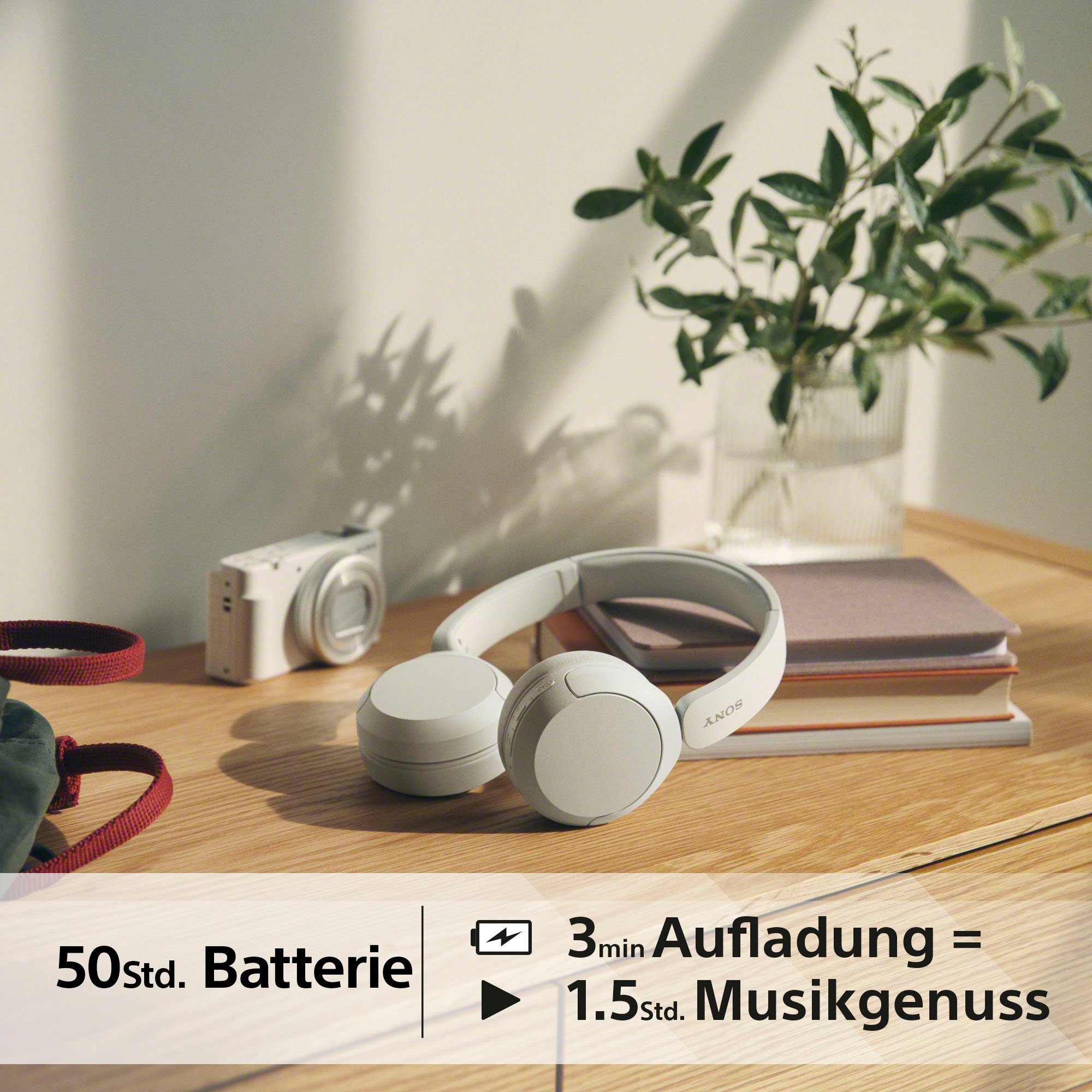 Sony WHCH520 On-Ear-Kopfhörer (Freisprechfunktion, Rauschunterdrückung, Google Assistant, Siri, Bluetooth, 50 Std. Akkulaufzeit)