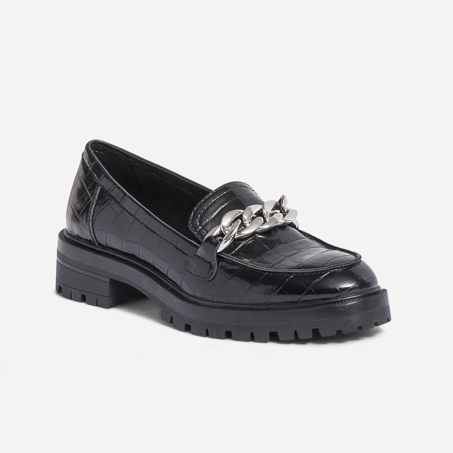 Mocassin TEXTO noir embossé croco