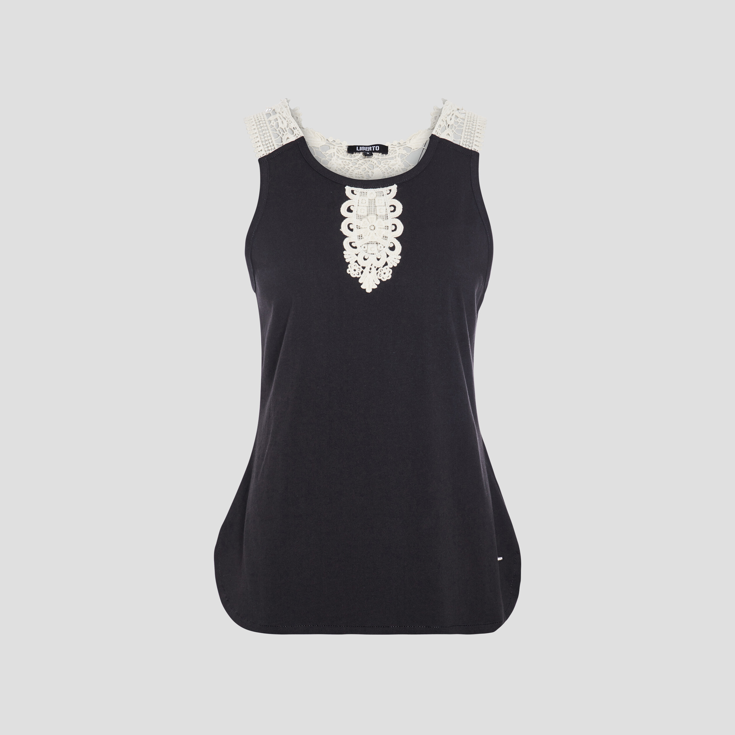 Débardeur empiècement broderie noir femme | La Halle