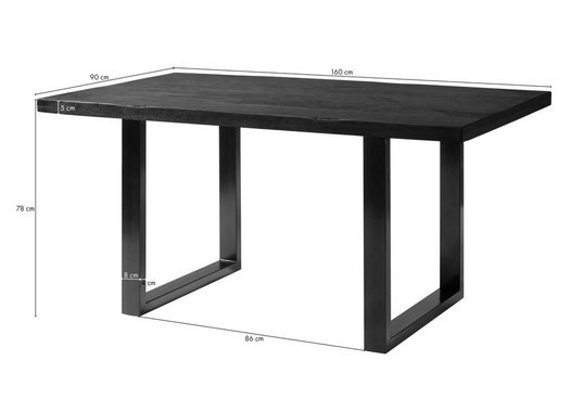 Massivmoebel24 Esstisch Esstisch Mango 160x90x76 grau lackiert RAILWAY #208