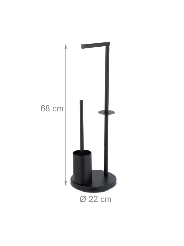 relaxdays WC Garnitur in Schwarz - (H)68 x Ø22 cm günstig kaufen onesize