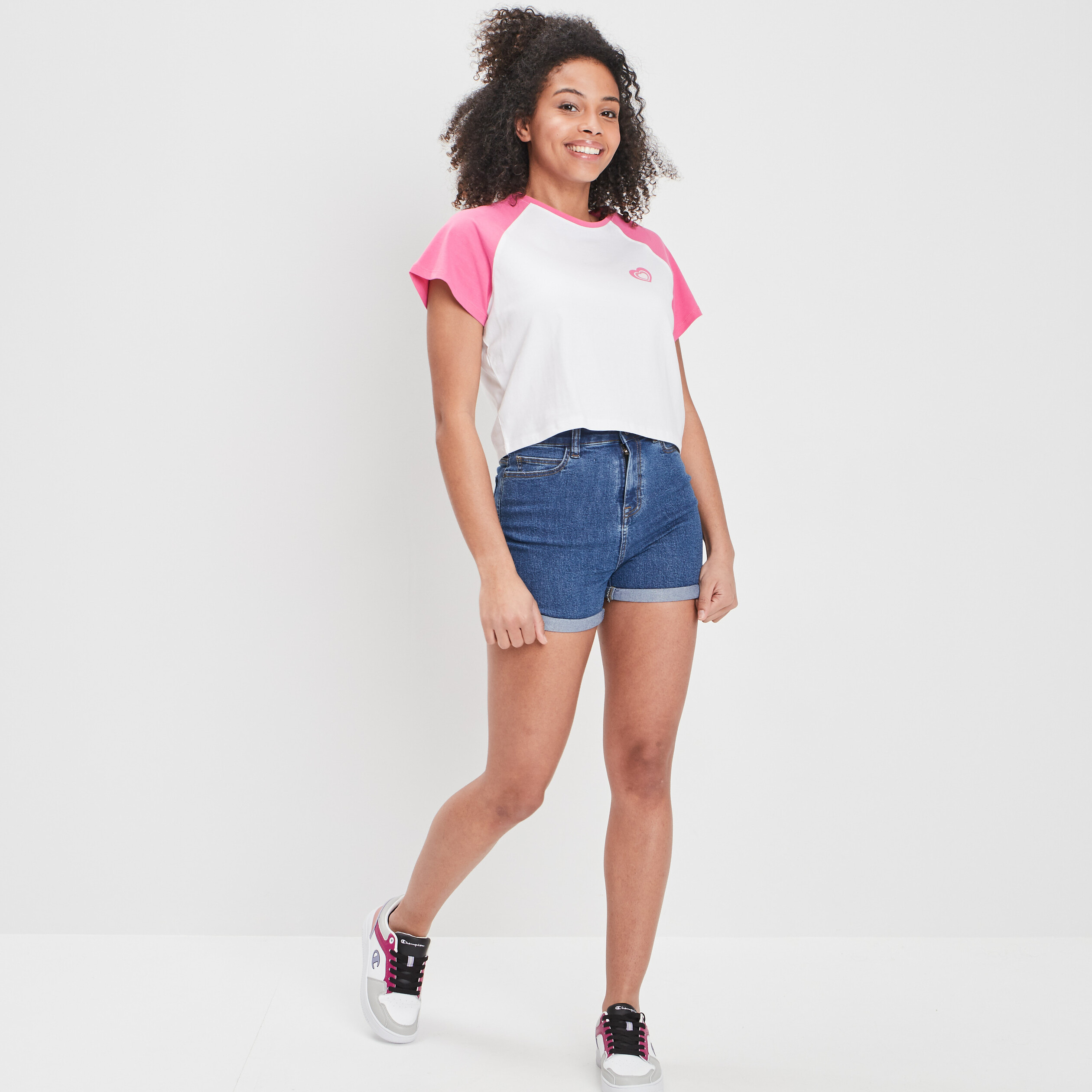 T-shirt cropped rose femme | La Halle