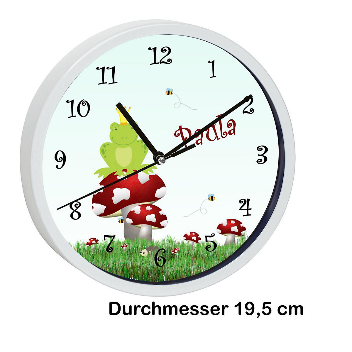 Kinder Wanduhr personalisiert mit Name Froschkönig