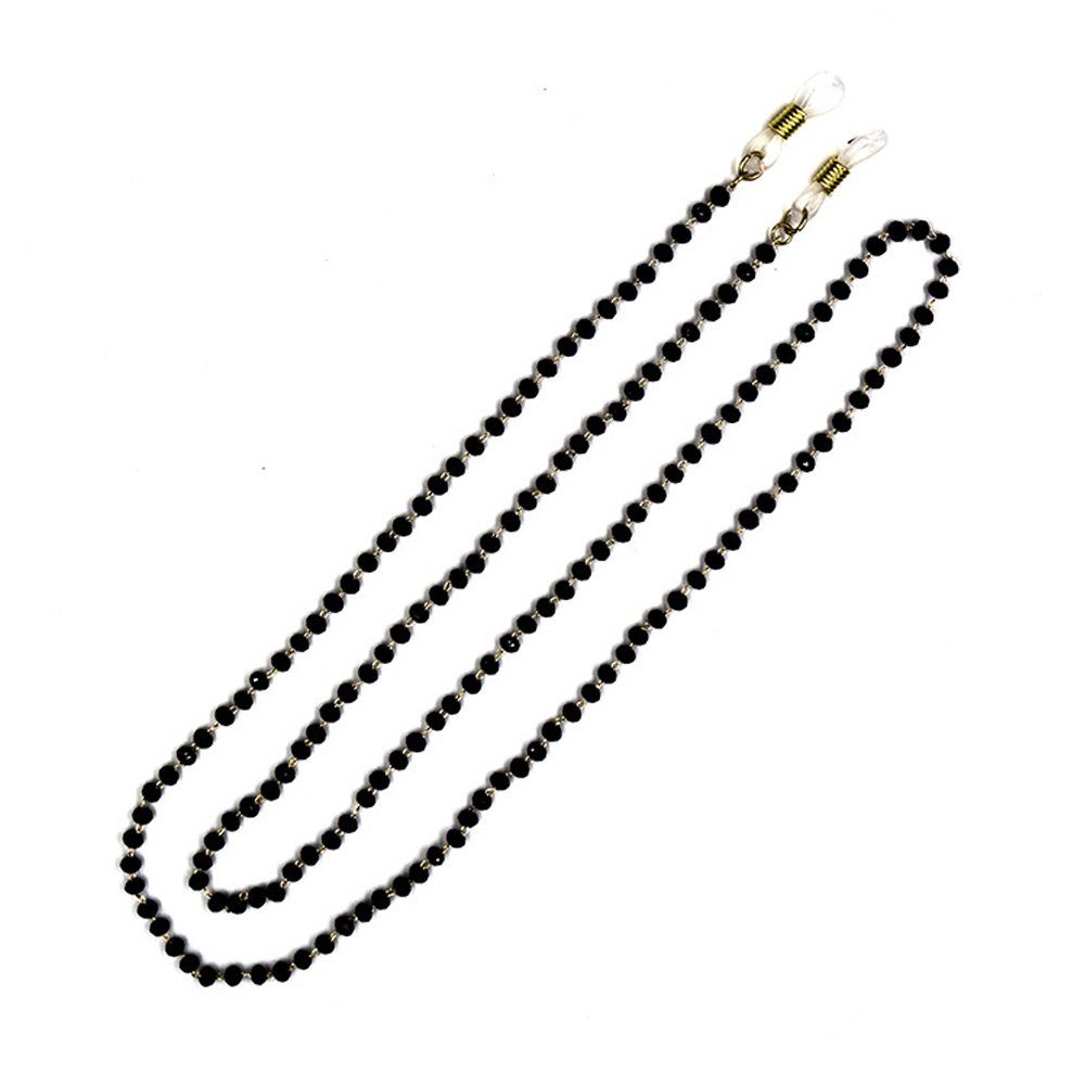 Tian Dee Brillenkette Boho-Perlen-Sonnenbrillenkette, schwarze Kristalle, Brillenkette