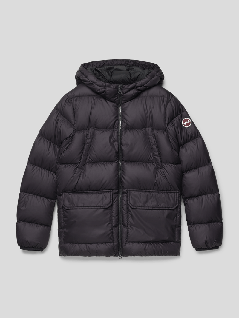 Daunenjacke mit Label-Details in schwarz