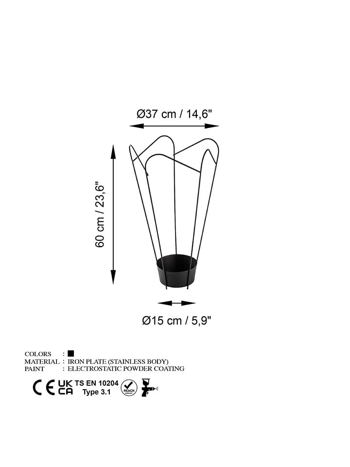 Scandinavia Concept Schirmständer in Schwarz - (H)60 x Ø 37 cm günstig kaufen onesize