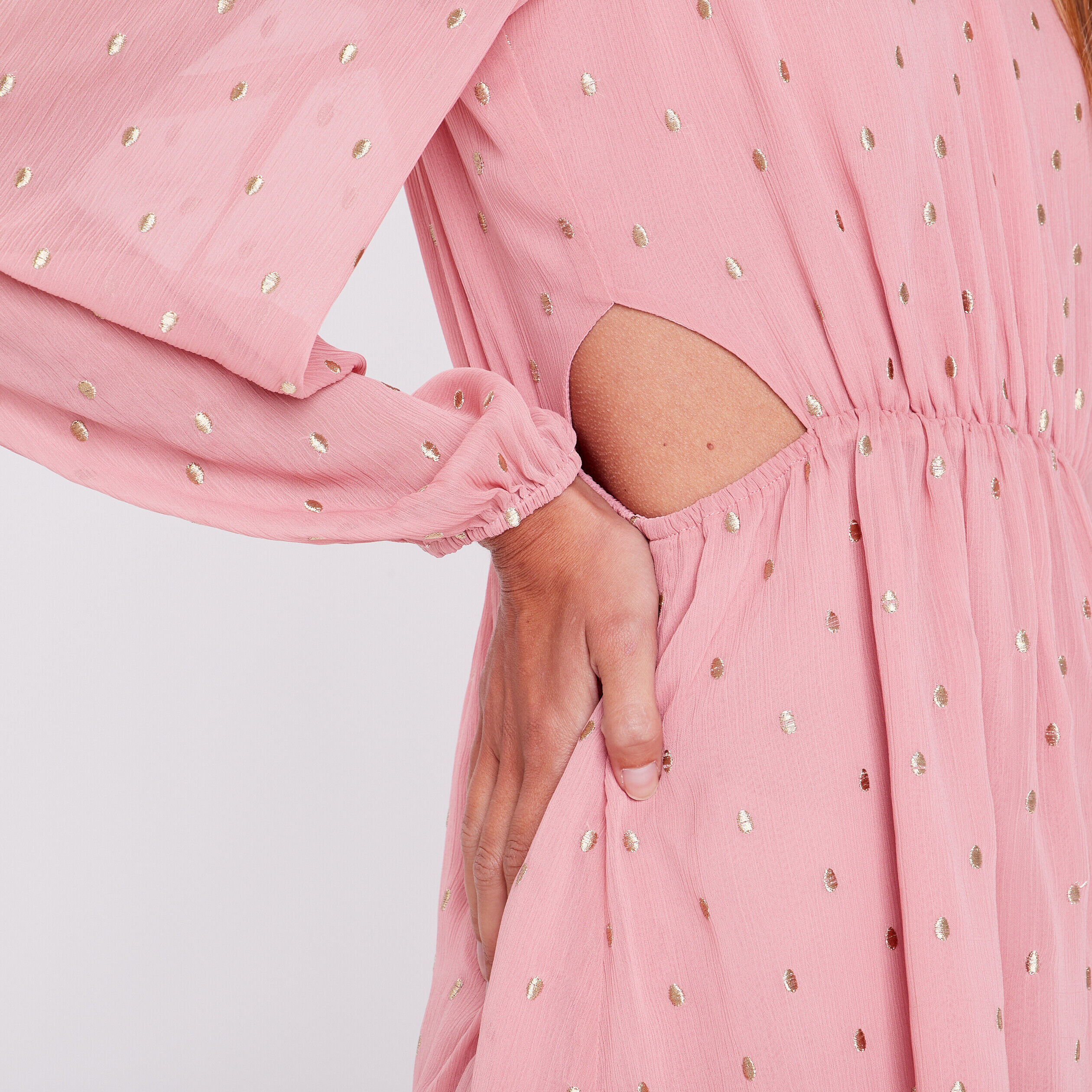 Robe évasée col montant rose femme | Cache Cache