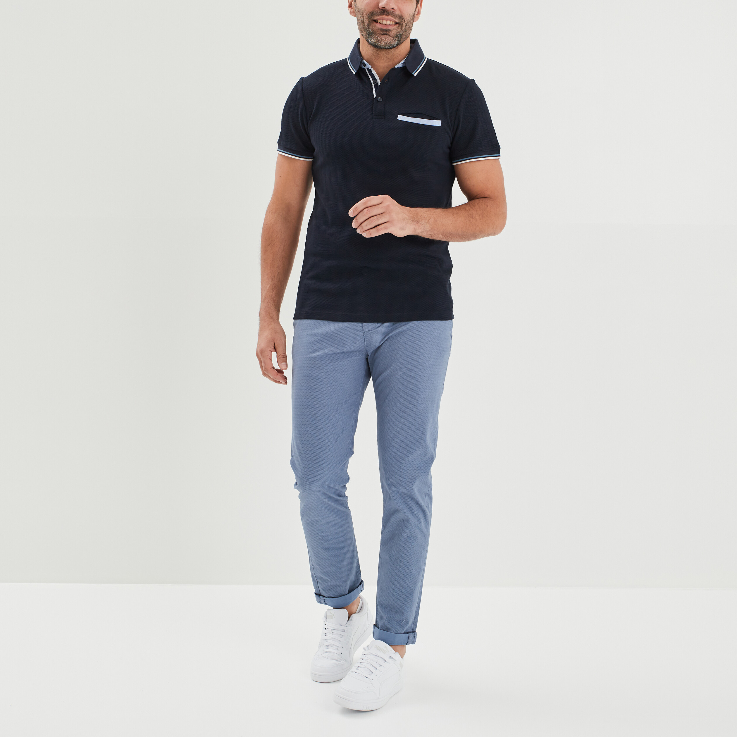 Pantalon chino slim bleu homme | La Halle