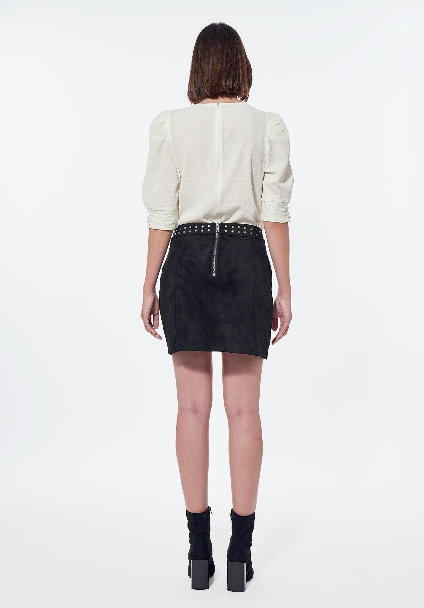 VENIZ  Jupe noire Femme avec ceinture