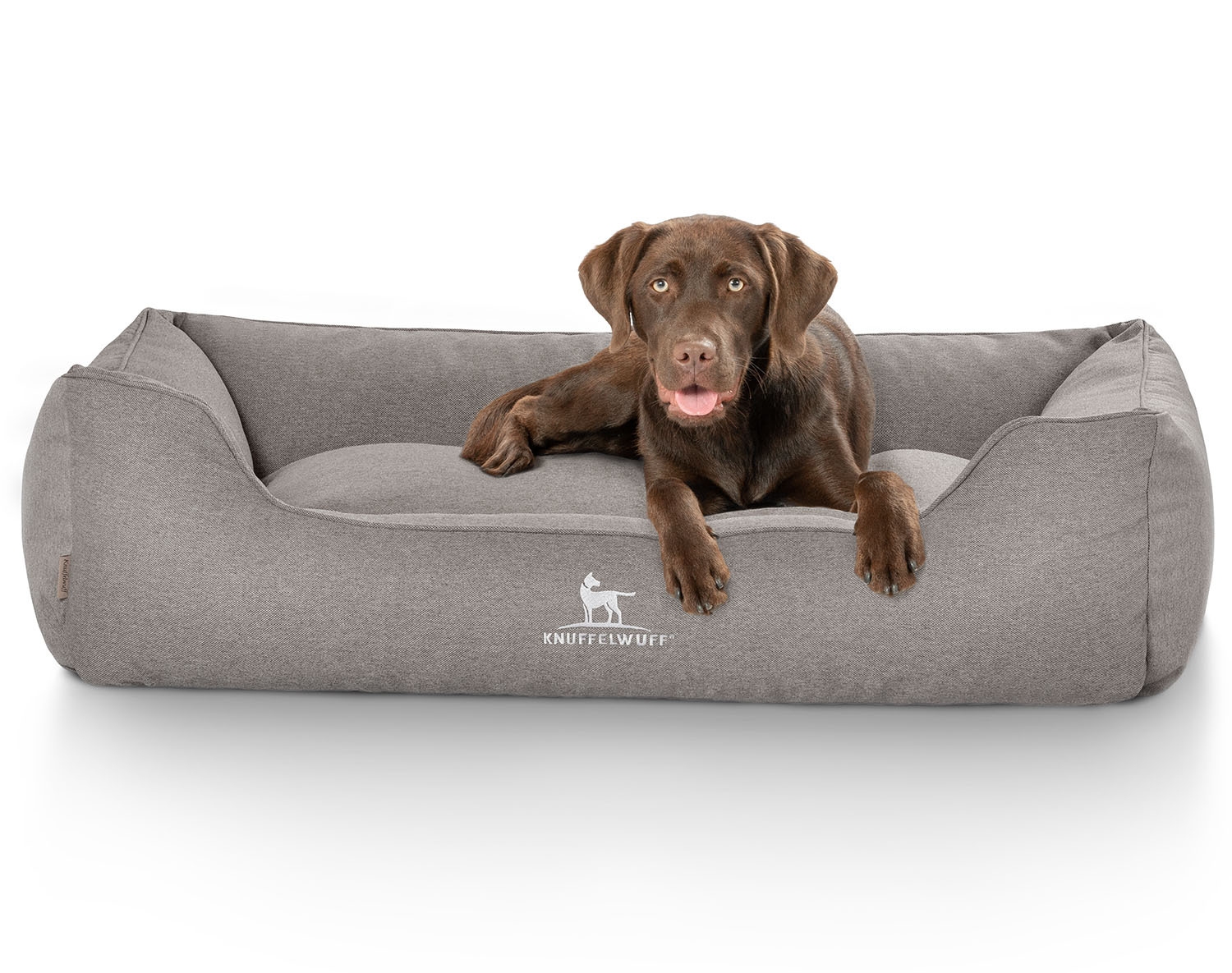 Knuffelwuff Hundebetten Knuffelwuff Hundebett Crispino aus Velours mit Handwebcharakter grau XXXL