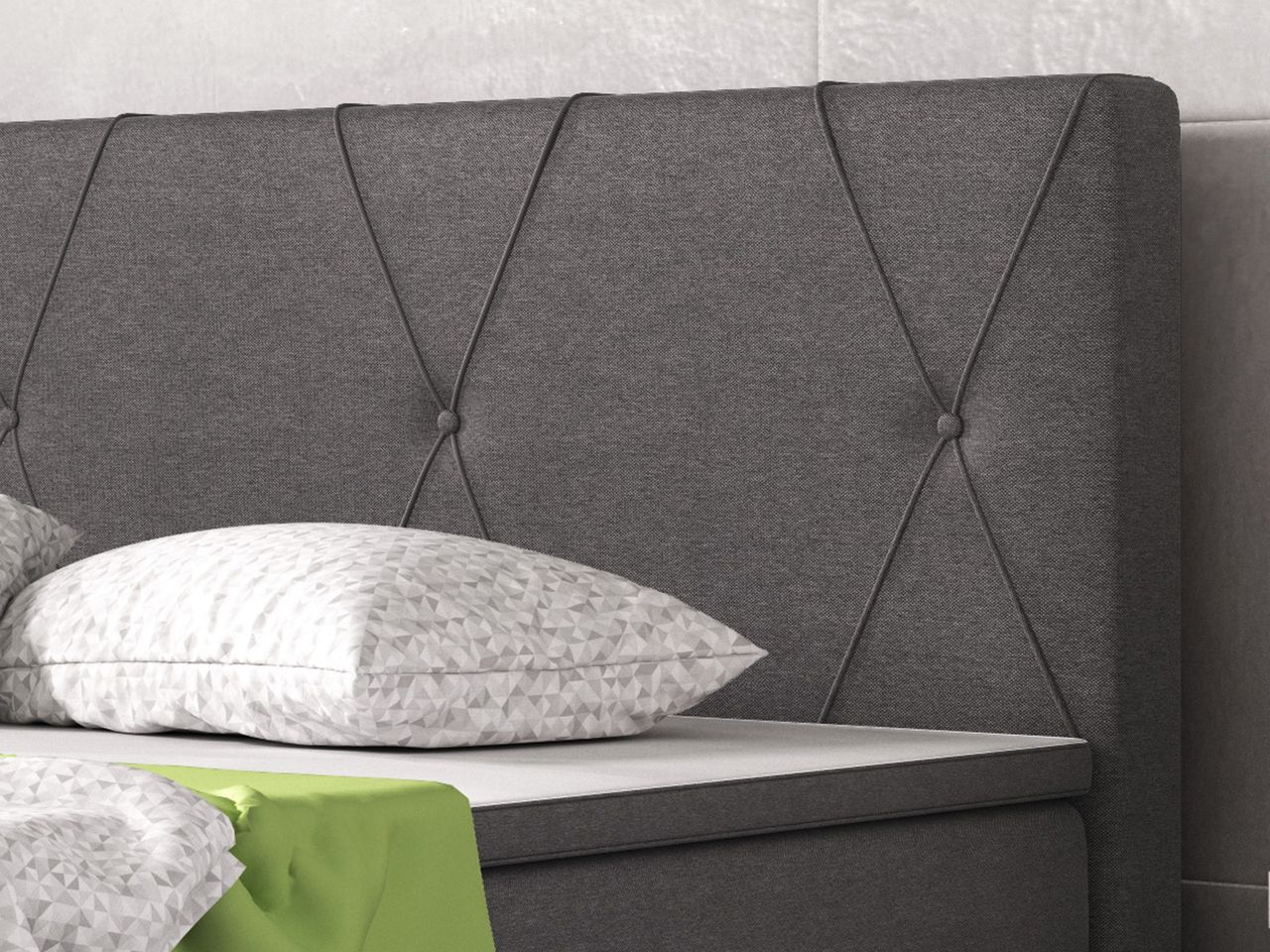 IHG Boxspringbett Boston 180x200 Webstoff Anthrazit