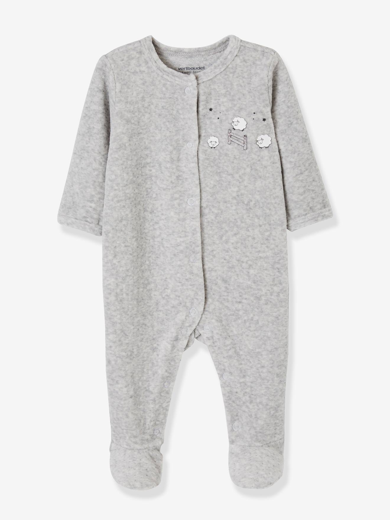 Lot de 2 pyjamas bébé en velours ouverture naissance nuage lot ivoire