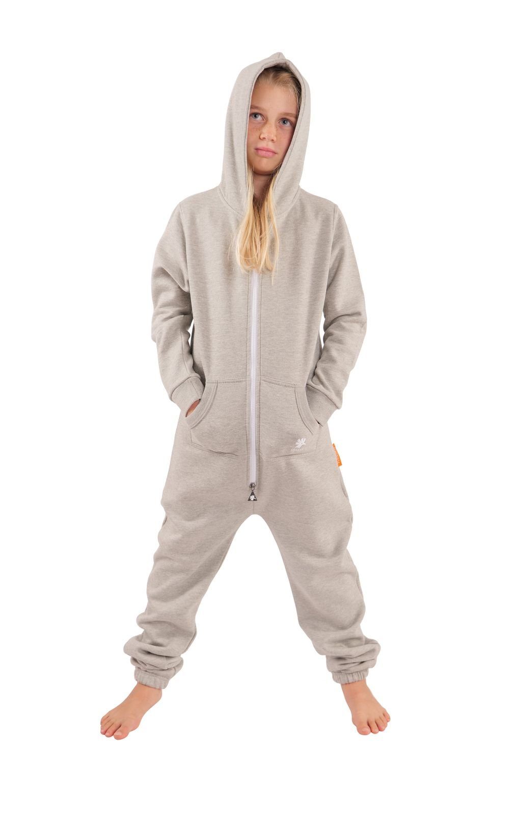 O'Poppy Jumpsuit Kinder hellgrau (1-tlg) Zwergen Kapuze und Eingrifftaschen