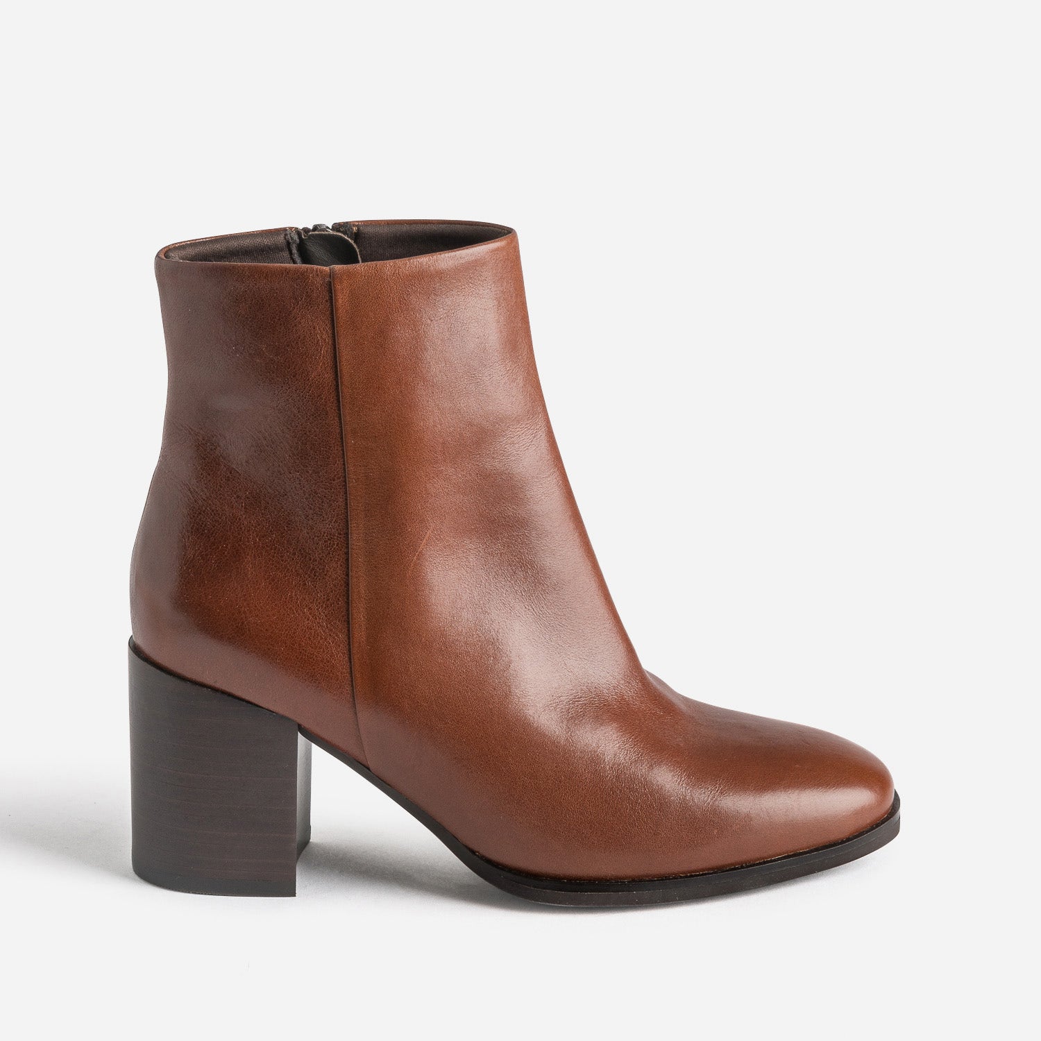 Boots cognac en cuir à talon