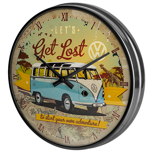 Nostalgic Art Wanduhr 31cm, Motiv "VW Bulli - Let´s Get Lost", 1 Stück - ATU