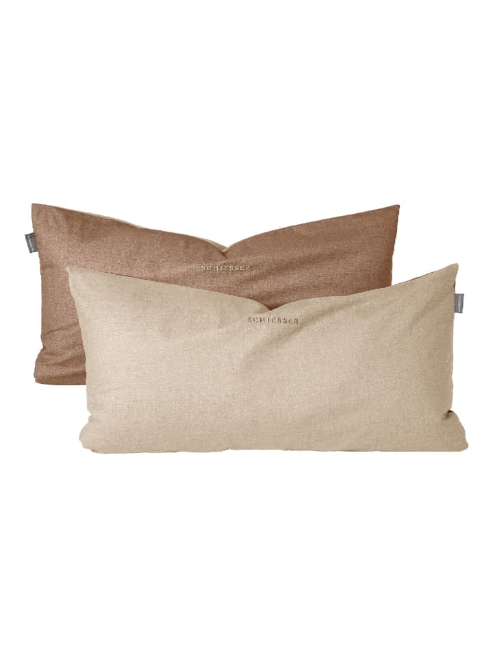 Schiesser 2er-Set: Renforcé-Kissenhüllen in Sand günstig kaufen 40 x 80 cm