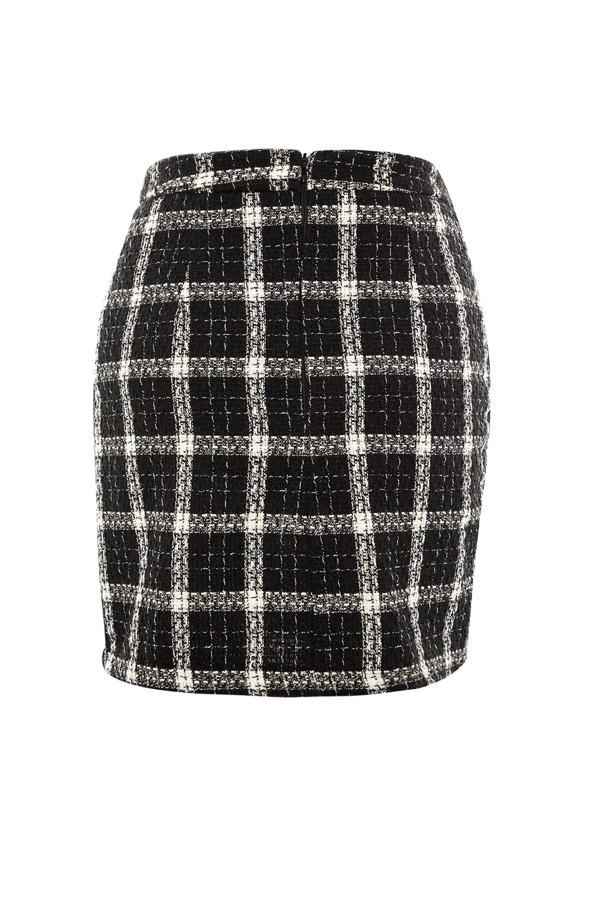 Trendyol Collection  Schwarzer gewebter Minirock mit Karomuster TWOAW23ET00119