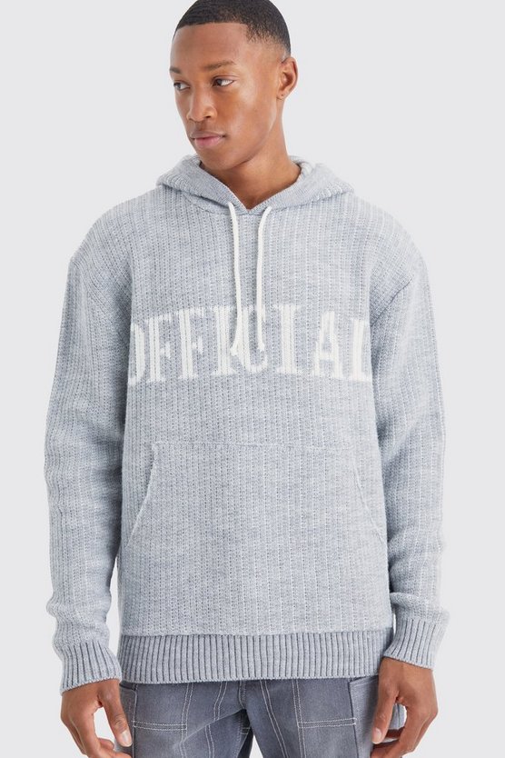 Gerippter Oversize Strick-Hoodie