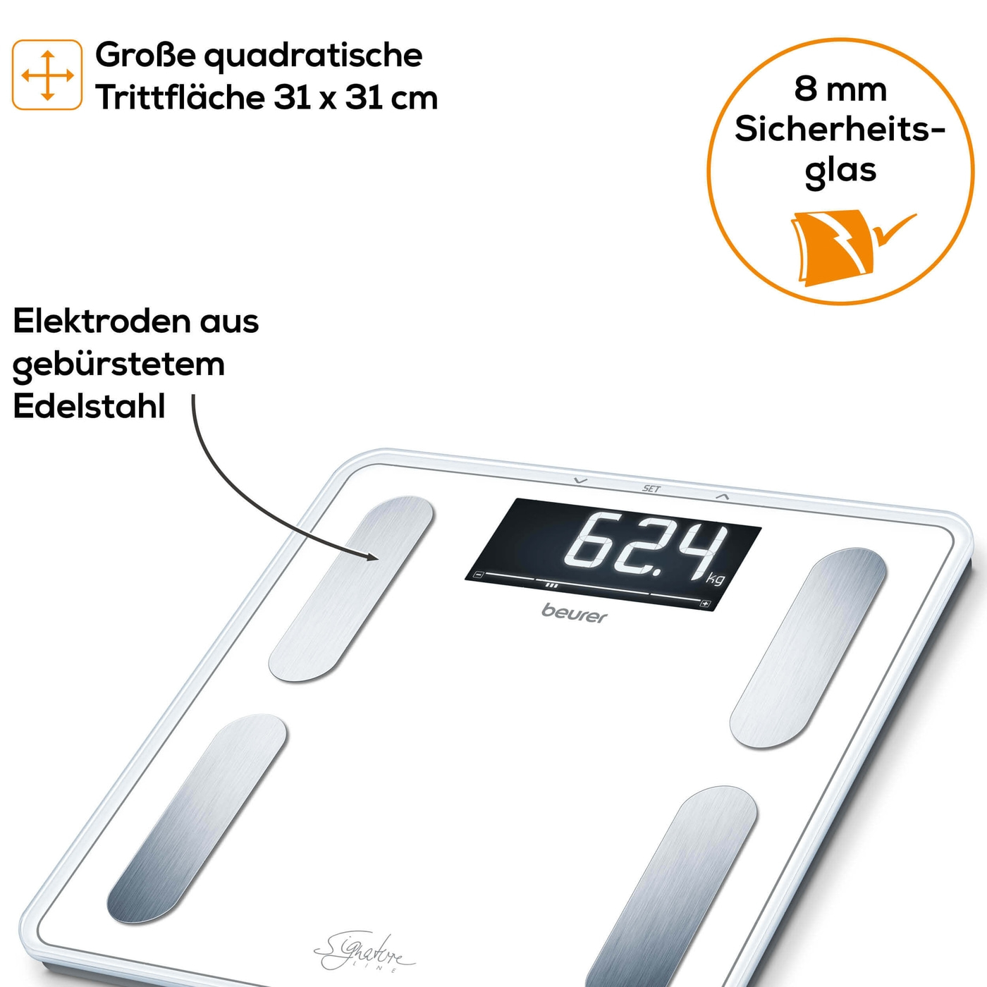 Beurer Diagnosewaage BF 400 SignatureLine Black-Körperwaage mit Ganzkörperanalyse & Interpretation der Messwerte - bis 200 kg