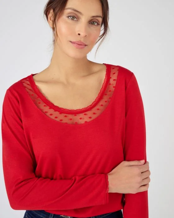 T-shirt manches longues Thermol'love tulle plumetis