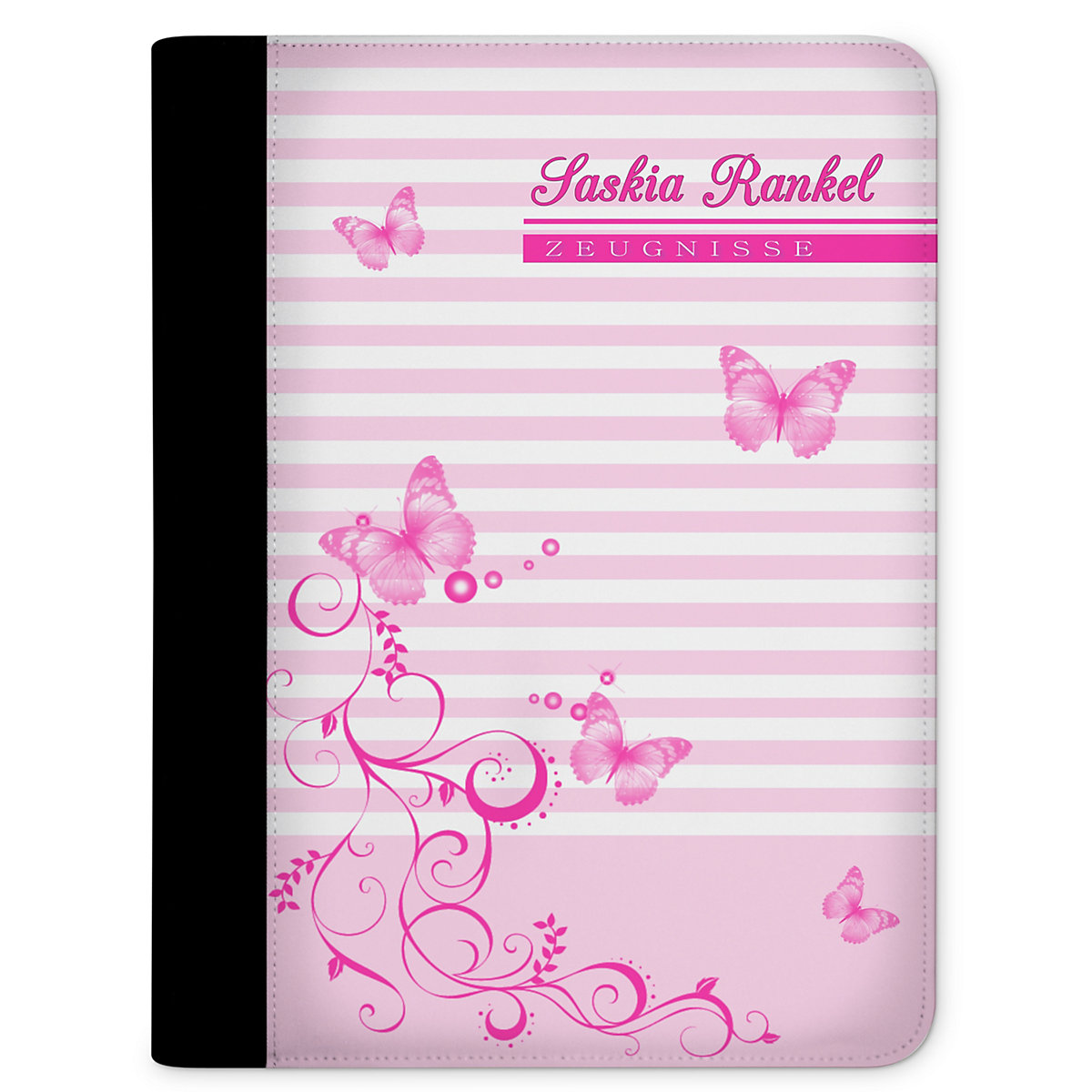 Zeugnismappe / Dokumentemappe mit Name personalisiert Schmetterling Pink