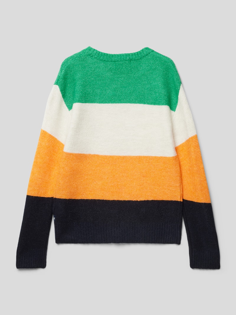 Strickpullover mit Blockstreifen in orange