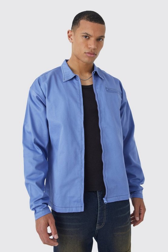 Tall kastiges Overshirt mit Kontrast-Naht und Reißverschluss
