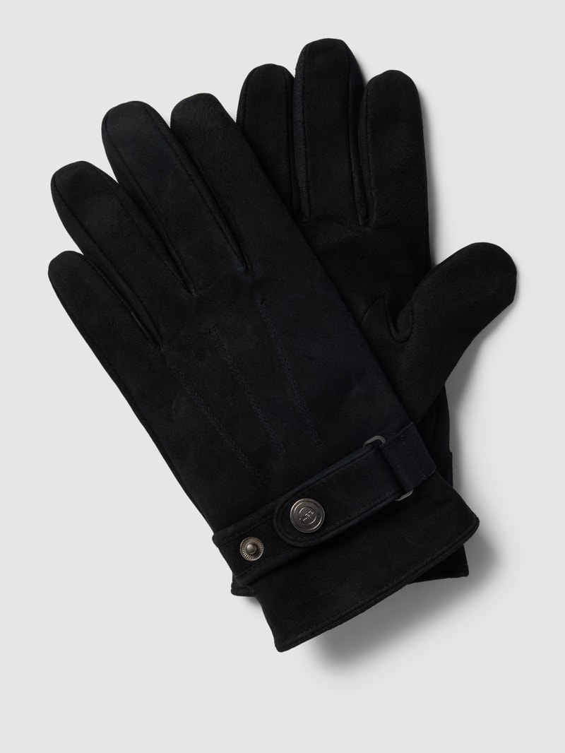 Handschuhe aus Schafsleder Modell 'NUBUK RIEGEL' in schwarz