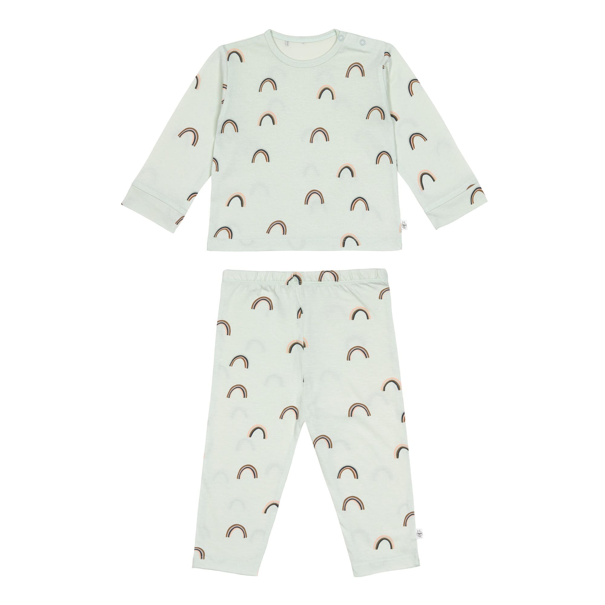Kinder Pyjama lang - Bio Baumwolle, Regenbogen Mint
