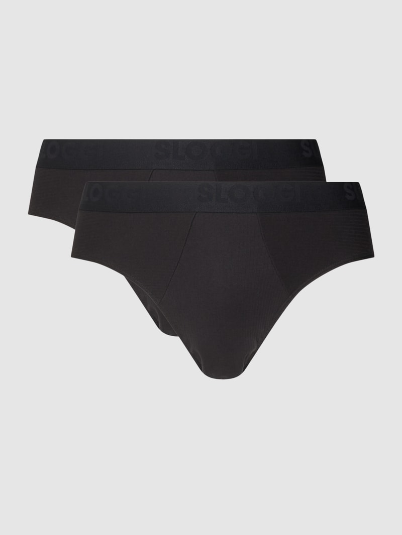 Slip mit Streifenmuster im 2er-Pack in schwarz