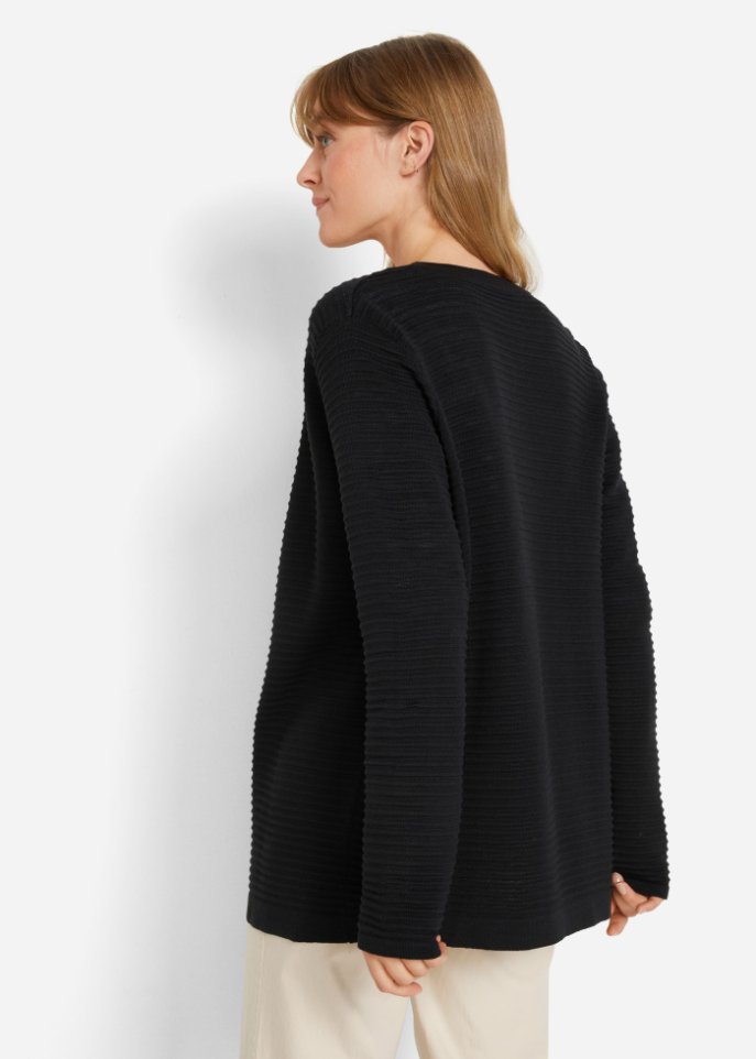Gerippte Strickjacke