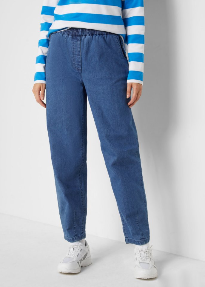 High-Waist-Jeans in Karottenform mit Bequembund