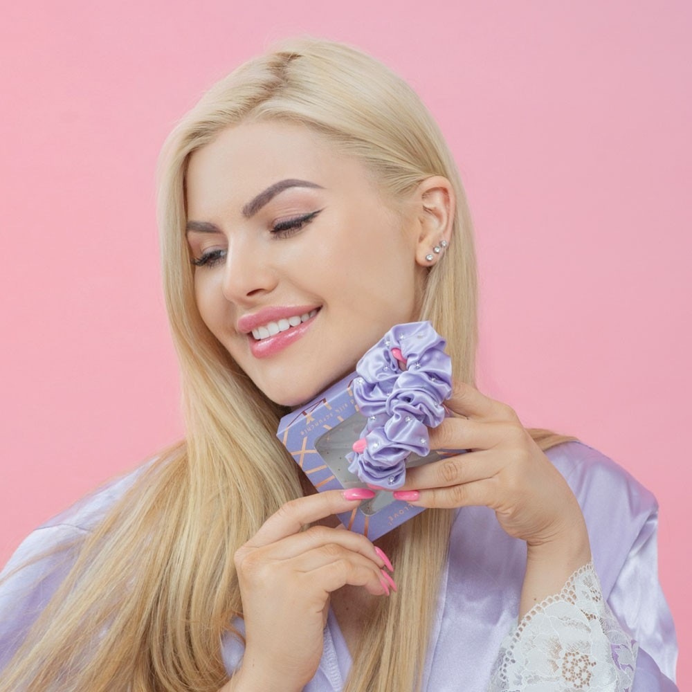 Chouchou en soie Crystallove – Lilas
