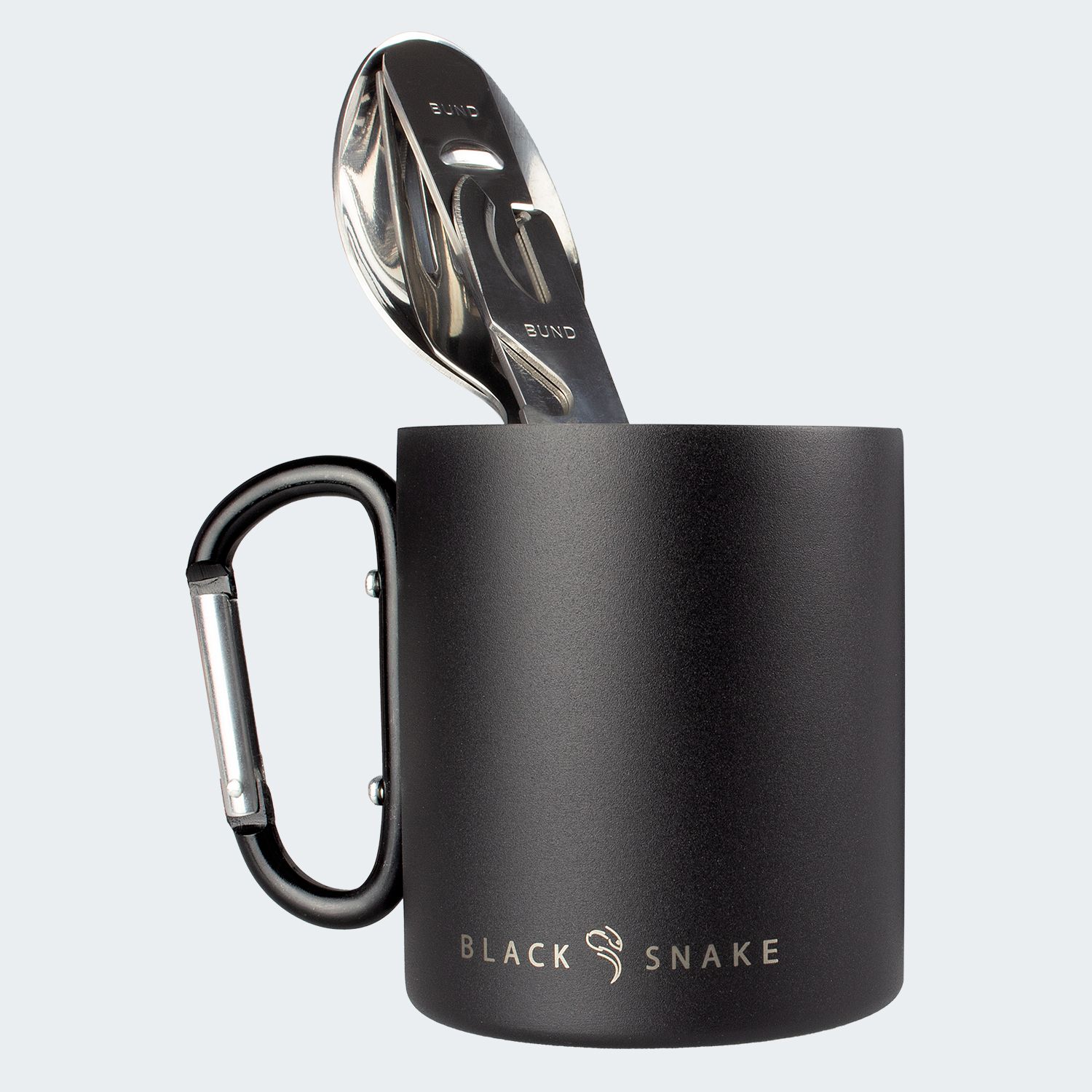 Black Snake 5-teiliges Thermobecher mit Karabiner und Besteckset