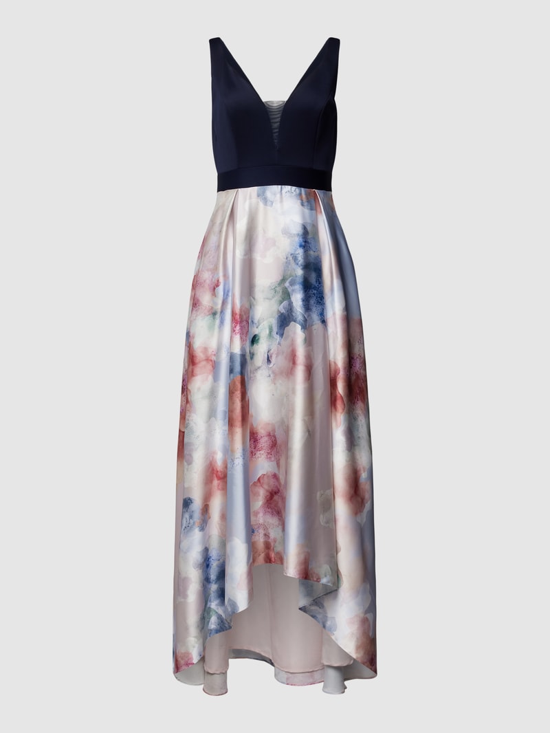 Abendkleid mit floralem Muster in hellblau