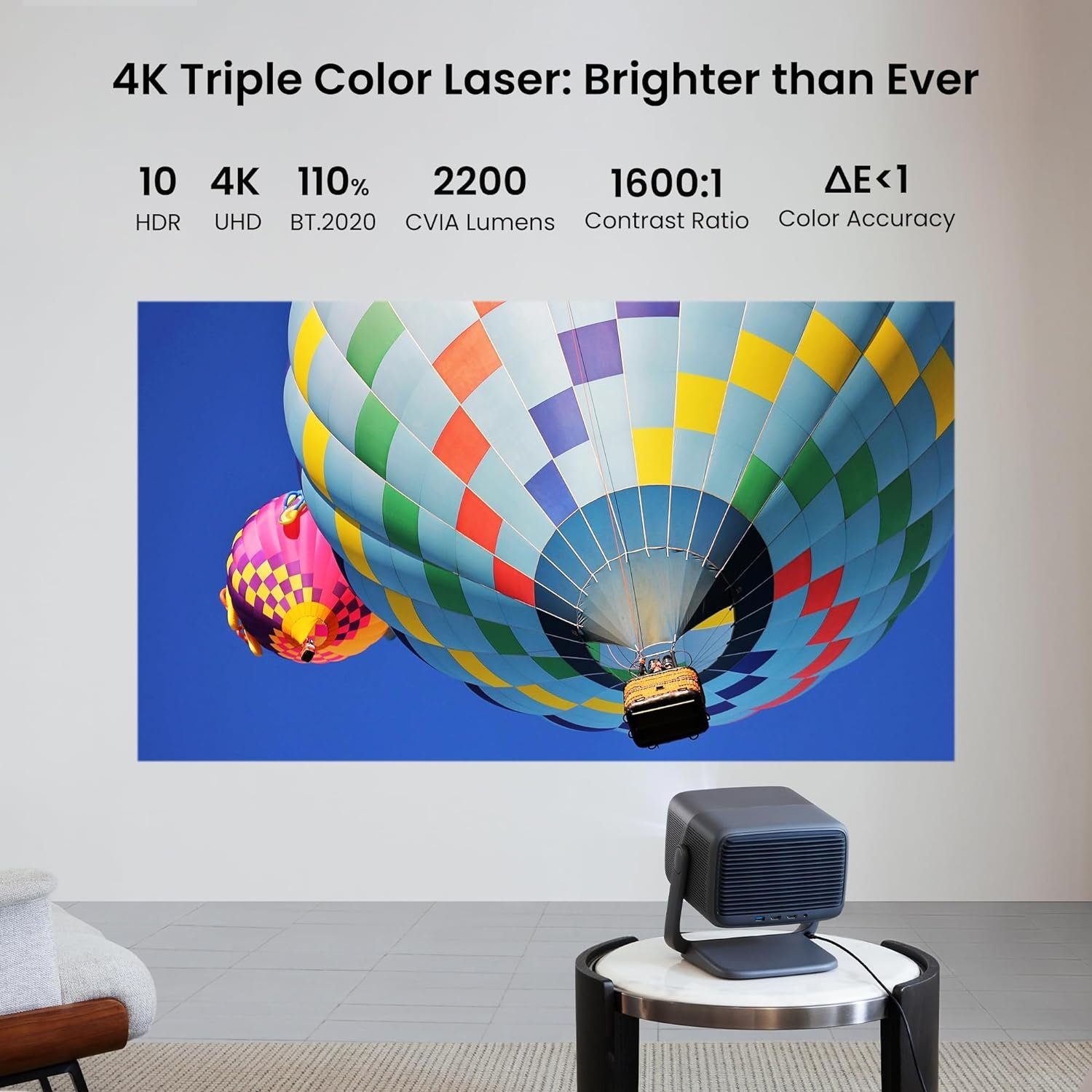 JMGO N1 Ultra Beamer 4K Android TV 11 Heimkin Portabler Projektor (2200 lm, 1600:1, 3840 x 2160 px, 180
